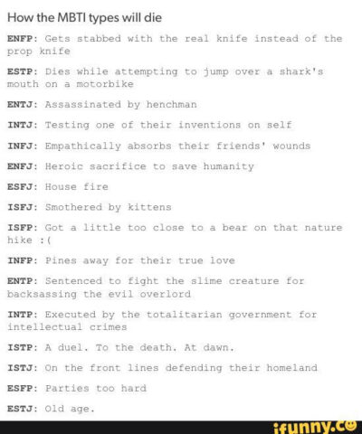 how the mbti types will die e1637955208716
