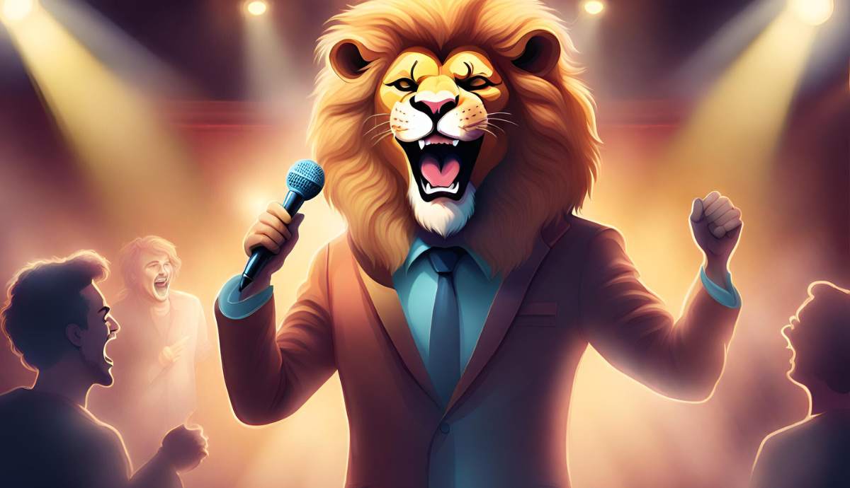 leo the lion as a standup comedian