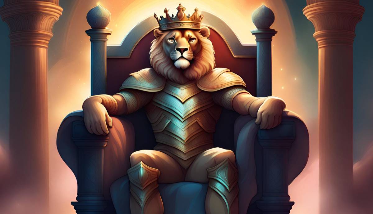 Leo the king sitting on throne